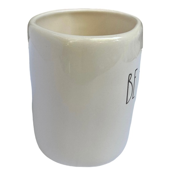 Rae Dunn BE HONEST Mug White Black Large Letters Ceramic Dimples 2018 NWT OG - Picture 7 of 12